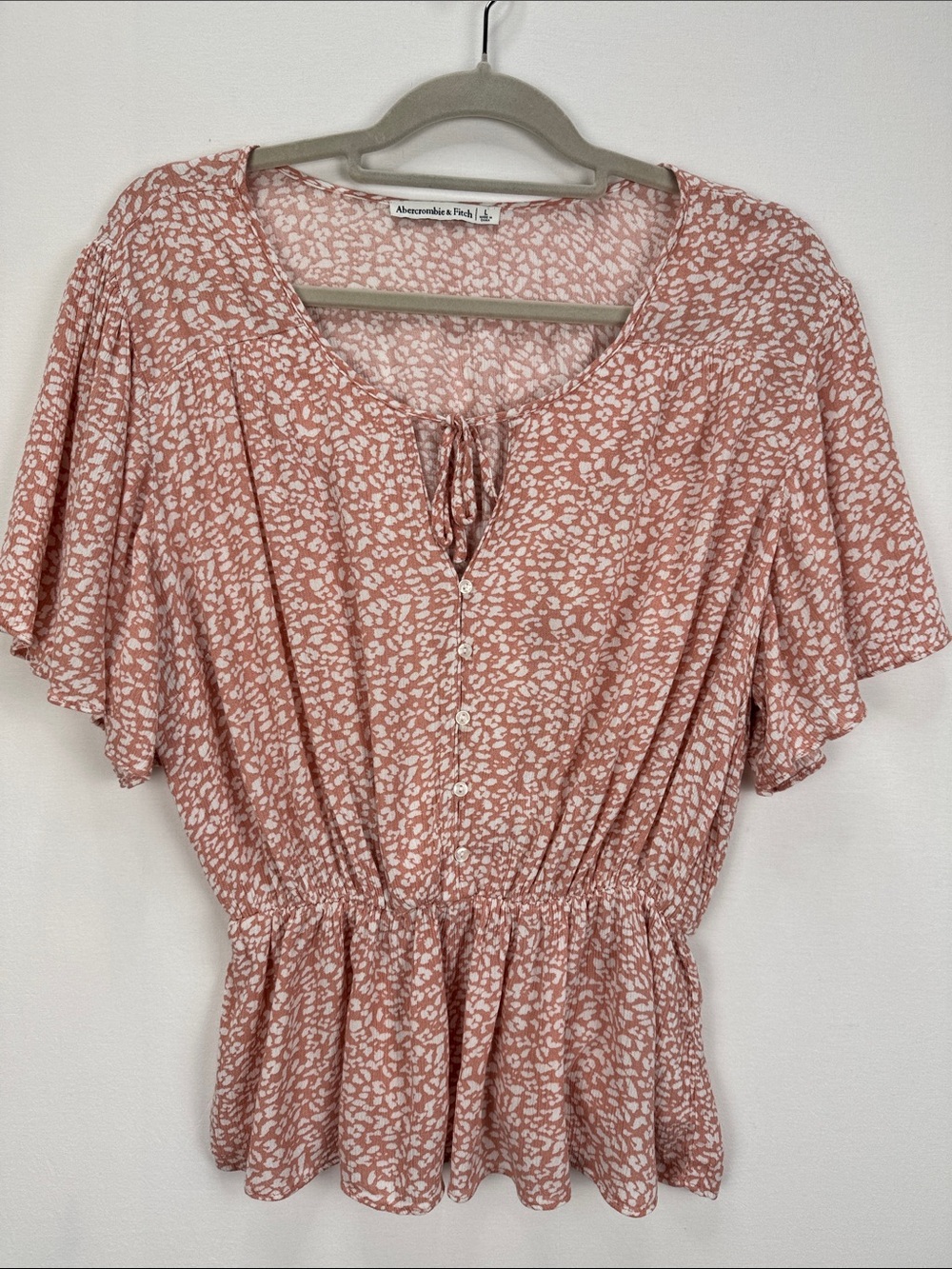 Abercrombie & Fitch Pink and White Printed Peplum Blouse